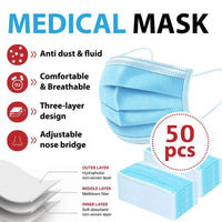 Face Masks - 3 Layer Medical Face Masks - Pack of 50