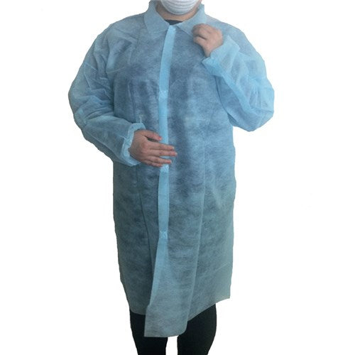 Disposable Lab Coats - One Size Fits Most - Blue - SINGLE COAT ONLY