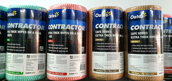 Oates Extra Thick Contractor Wipes - 30cm x 50cm - 90 Sheets per roll