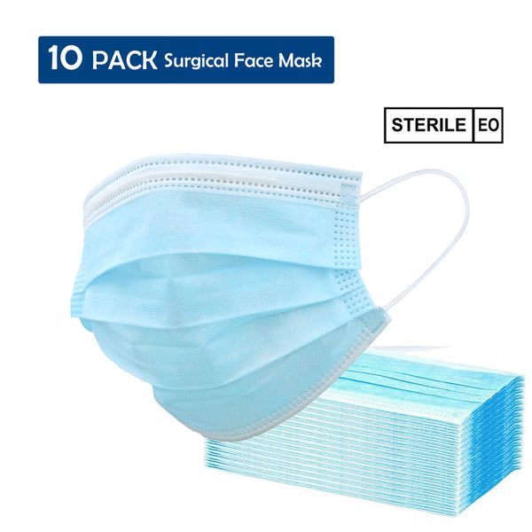 Face Masks - 3 Ply Surgical Mask - Pack of 10