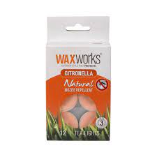 WAXWORKS CITRONELLA TEA LIGHT CANDLES - 12 PACK